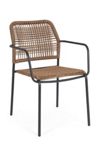 BIZZOTTO Zahradní židle JABLE černá s hnědým výpletem