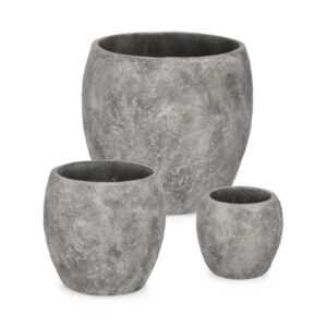 BIZZOTTO Set 3 kulatých květináčů MEILI šedá