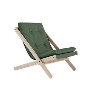 KARUP Skládací křeslo BOOGIE přírodní s olivově zeleným potahem