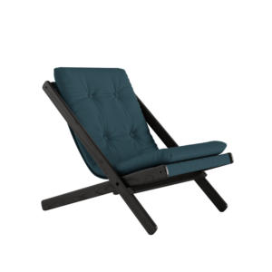 KARUP Skládací křeslo BOOGIE černě lakované s petrolejově modrým potahem