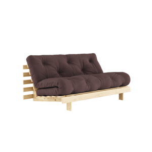 KARUP DESIGN Tmavě hnědá rozkládací pohovka ROOTS s konstrukcí ze světlého dřeva 160x200 cm