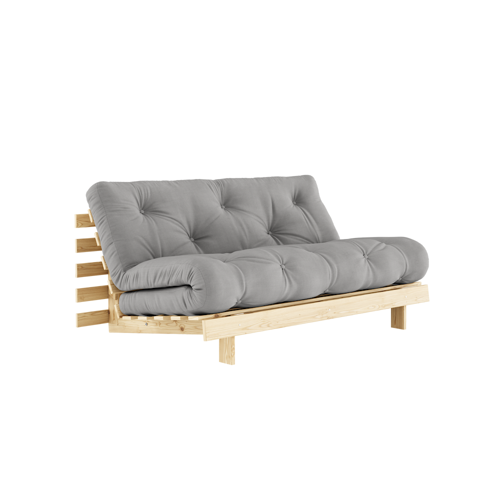KARUP DESIGN Šedá rozkládací pohovka ROOTS s konstrukcí ze světlého dřeva 160x200 cm