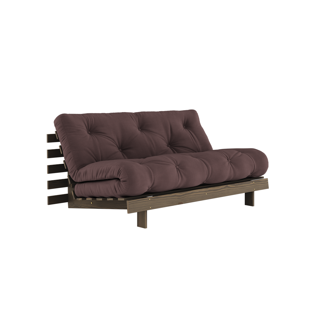 KARUP DESIGN Tmavě hnědá rozkládací pohovka ROOTS s konstrukcí z tmavě hnědého dřeva 160x200 cm